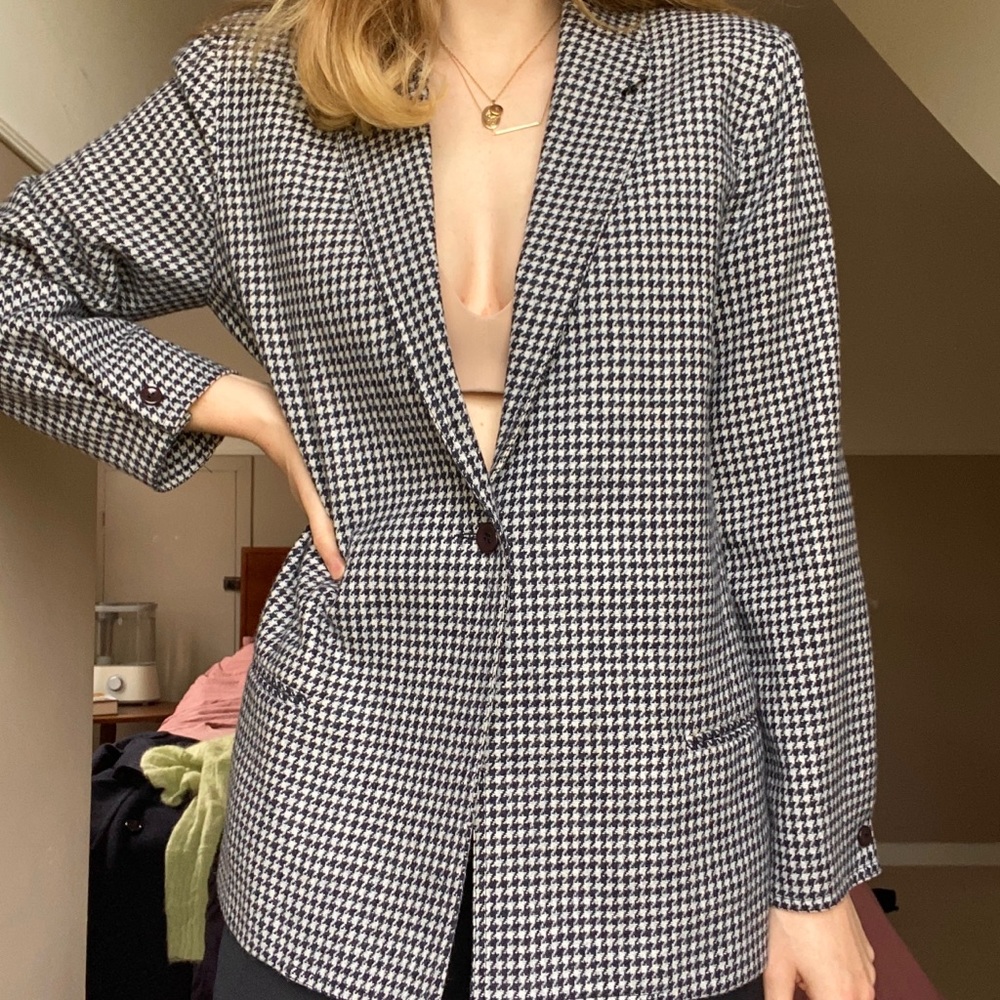 Vintage houndstooth wool blazer